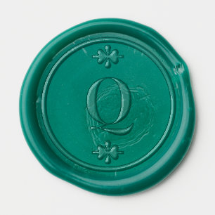 Elegant Wedding Simple Chic Dark Green Monogram Wax Seal Sticker