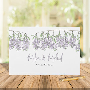 Elegant Wedding Simple Minimalist Lilac Floral Guest Book