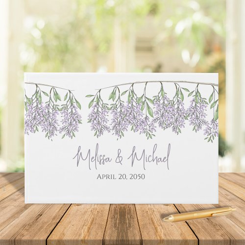 Elegant Wedding Simple Minimalist Lilac Floral  Guest Book