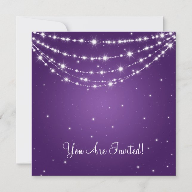 Elegant Wedding Sparkling Chain Purple Invitation (Front)