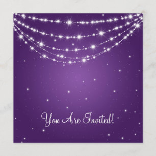 Elegant Wedding Sparkling Chain Purple Invitation
