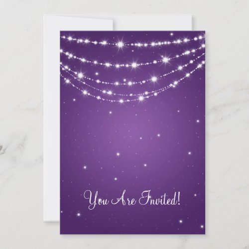 Elegant Wedding Sparkling Chain Purple Card