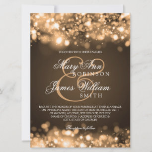 Elegant Wedding Sparkling Lights Gold Invitation