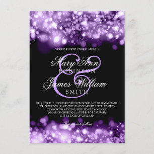 Elegant Wedding Sparkling Lights Purple Invitation