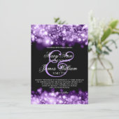 Elegant Wedding Sparkling Lights Purple Invitation (Standing Front)