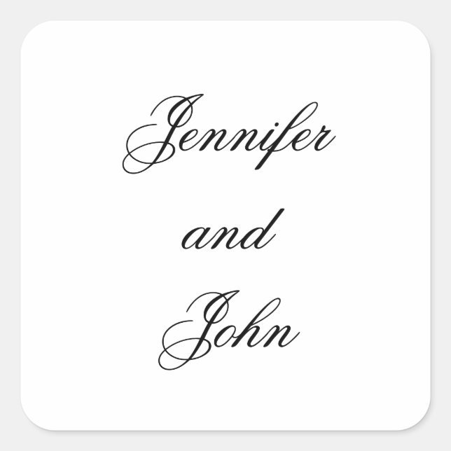 Elegant Wedding Stickers with Custom Names (Front)