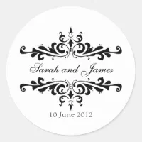 Elegant Wedding Stickers with Names and Date