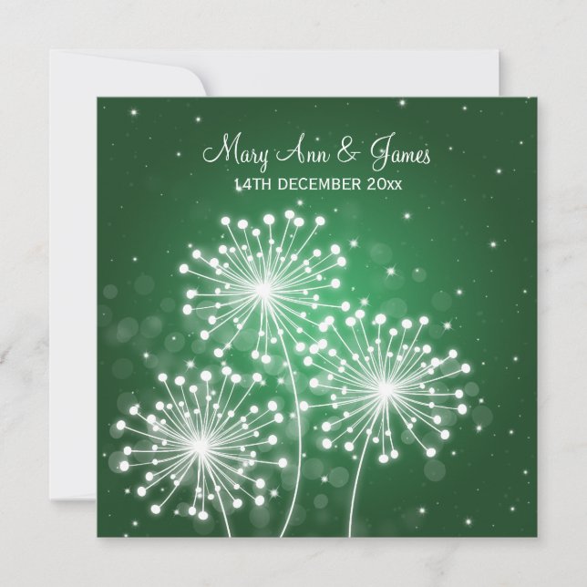 Elegant Wedding Summer Sparkle Emerald Green Invitation (Front)