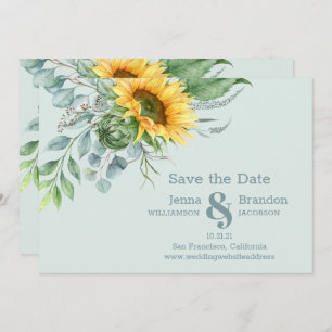 Elegant Wedding Sunflower Save the Date