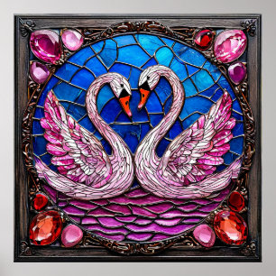 Elegant Wedding Swans White Birds Harmony Art 🦢💍 Poster