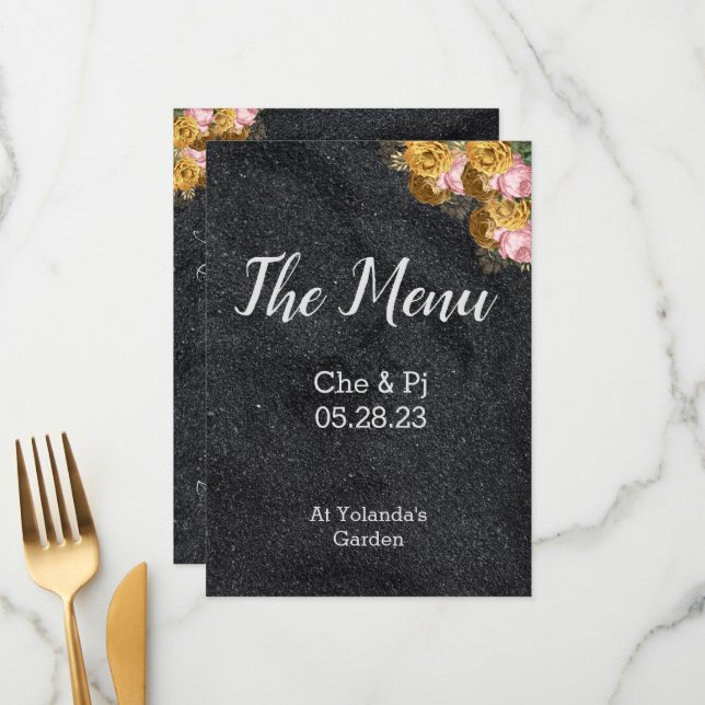 Elegant Wedding Table Menu Card (Front/Back In Situ)