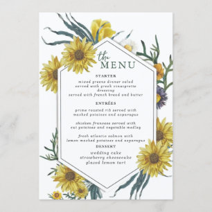 Elegant Wedding Table Menu Cards Flat Menu