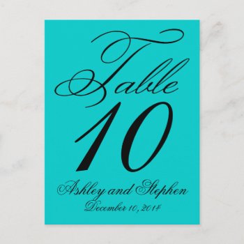 Elegant  Wedding Table Number Cards Aqua Blue by monogramgallery at Zazzle