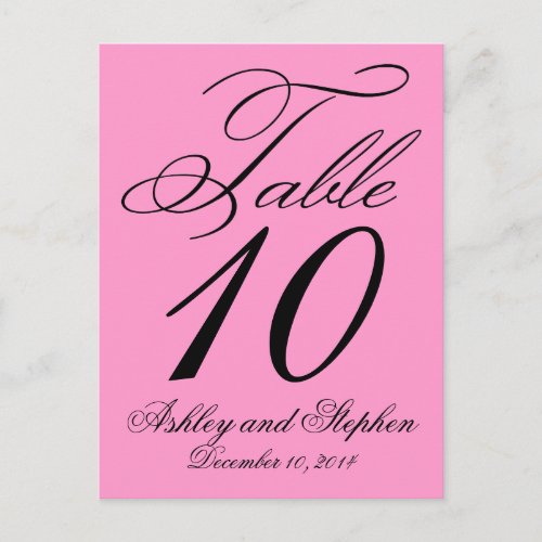 Elegant  Wedding Table Number Cards Hot Pink