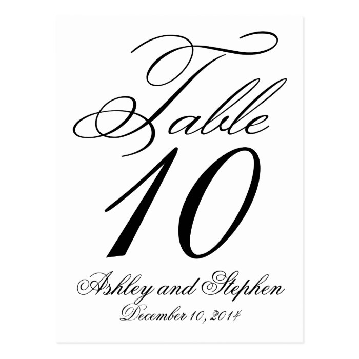 Elegant  Wedding Table Number Cards Postcard