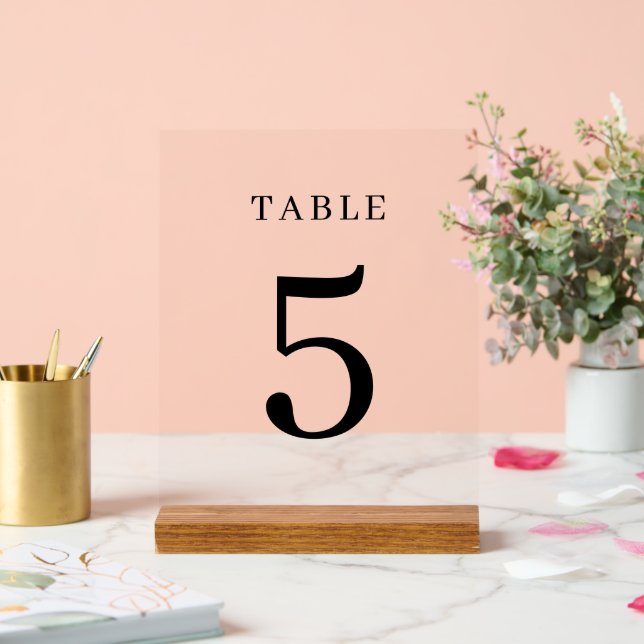 Elegant Wedding Table Number Custom Transparent Acrylic Sign (Wedding)