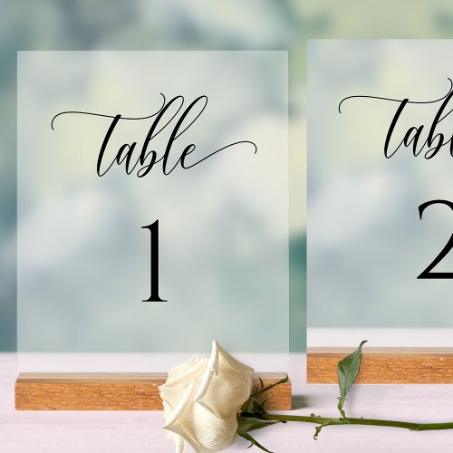 Elegant Wedding Table Number Frosted Style Acrylic Sign