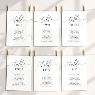 Elegant Wedding Table Number Seating Chart Cards