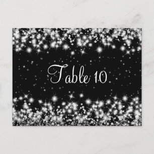 Elegant Wedding Table Number Winter Sparkle Black