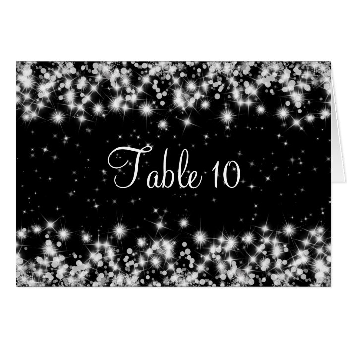 Elegant Wedding Table Number Winter Sparkle Black Greeting Card