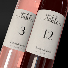 Elegant Wedding Table numbers Wine bottle lable Sticker