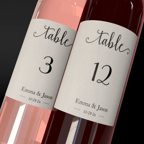 Elegant Wedding Table numbers Wine bottle lable Sticker