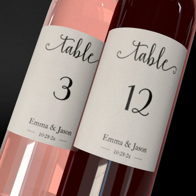 Elegant Wedding Table numbers Wine bottle lable Sticker (Creator Uploaded)