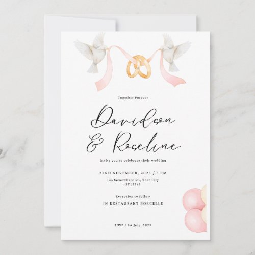 Elegant Wedding Template with Ring and Dove