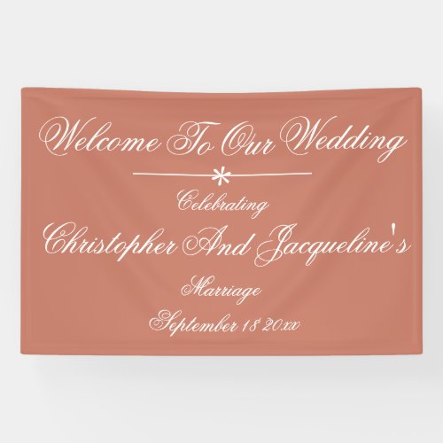 Elegant Wedding Terracotta Names Chic Backdrop Banner