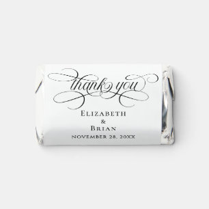 Elegant Wedding Thank You Black White Script Hershey's Miniatures