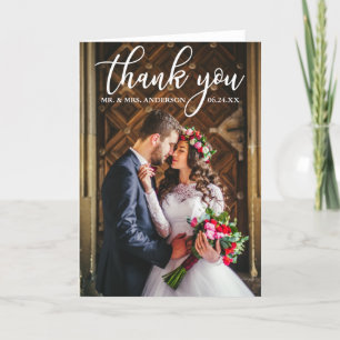 Elegant Wedding Thank You Bride and Groom Photo G Card