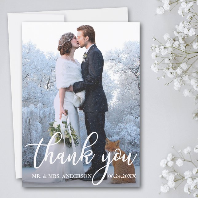 Elegant Wedding Thank You Bride Groom Photo (Customize to add text or more photos to back of card.)