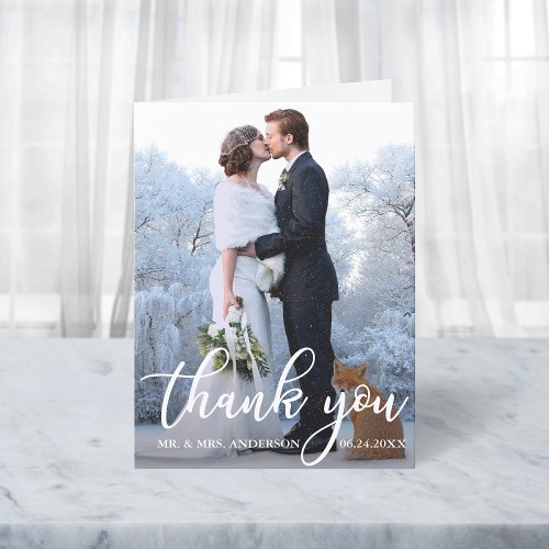 Elegant Wedding Thank You Bride Groom Photo Note