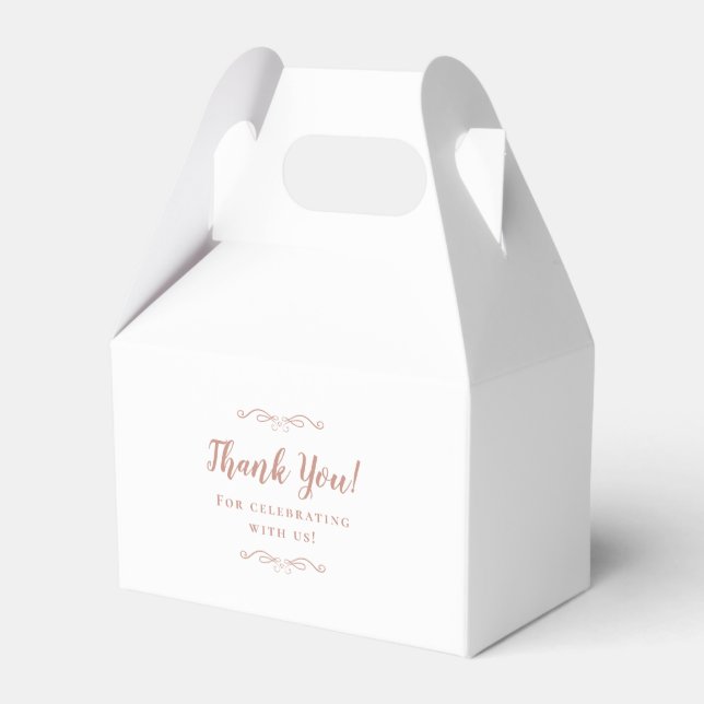 Elegant Wedding Thank You Bride & Groom Rose Gold Favor Boxes (Back Side)