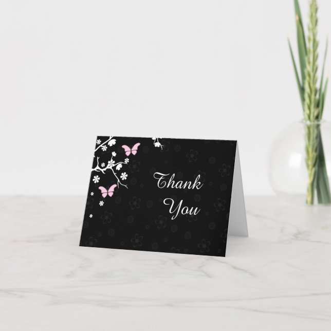 Elegant Wedding Thank You Butterflies Card (Front)