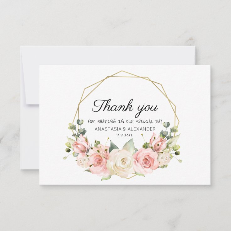 Elegant Wedding Thank You Card. | Zazzle