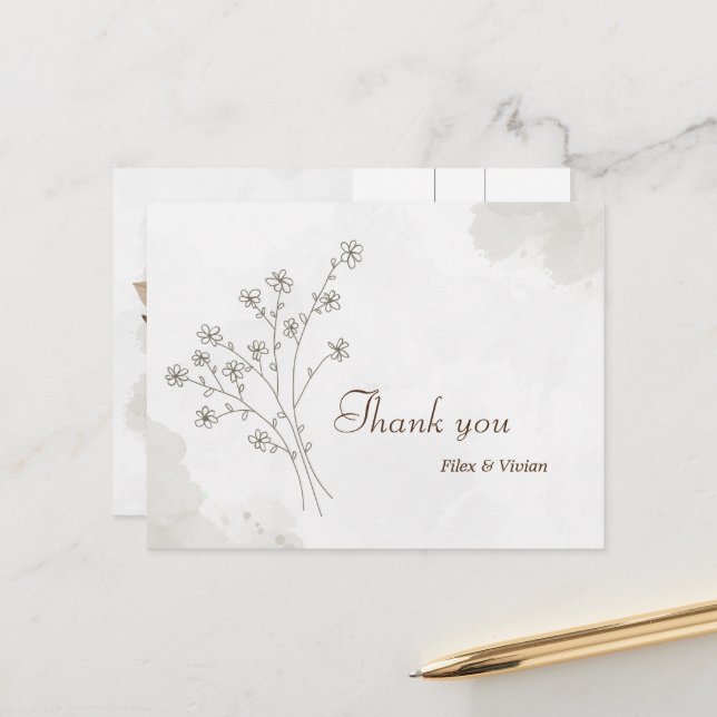 Elegant wedding Thank you card (Front/Back In Situ)