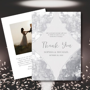 Elegant Wedding Thank You Card Photo Silver Foil
