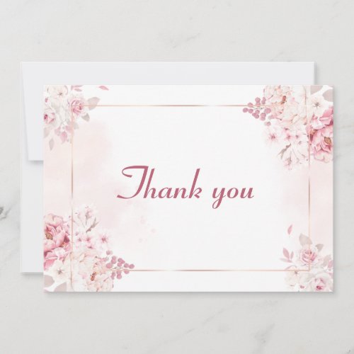 Elegant Wedding Thank You Cards With Roses