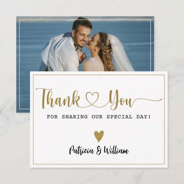 Elegant Wedding Thank You Couple Photo Card (Front/Back)
