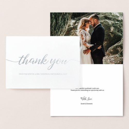 Elegant Wedding Thank You From New Mr and Mrs Foil Card