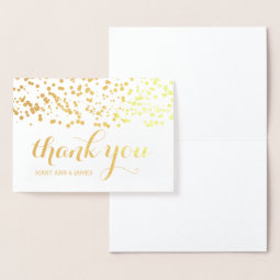 Elegant Wedding Thank You Gold Foil Confetti Foil Card | Zazzle