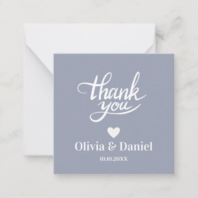 Elegant Wedding Thank You, Modern Calligraph Note Card (Front)
