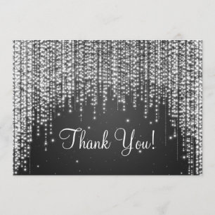 Elegant Wedding Thank You Note Night Dazzle Black