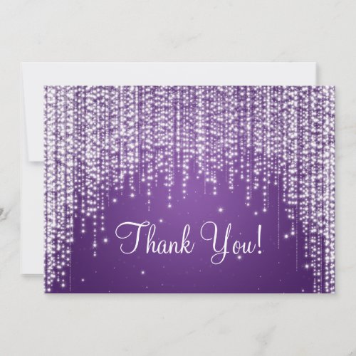 Elegant Wedding Thank You Note Night Dazzle Purple