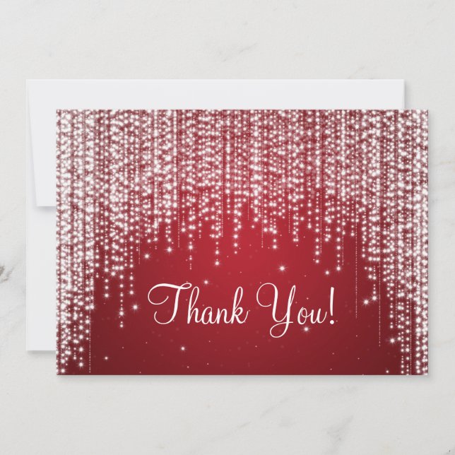Elegant Wedding Thank You Note Night Dazzle Red (Front)
