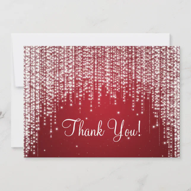 Elegant Wedding Thank You Note Night Dazzle Red Card | Zazzle