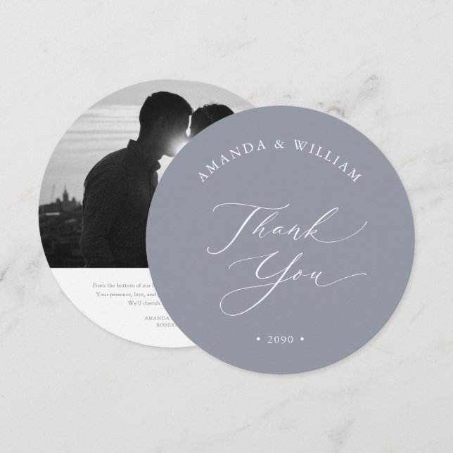Elegant Wedding Thank You Photo Card (Front/Back)