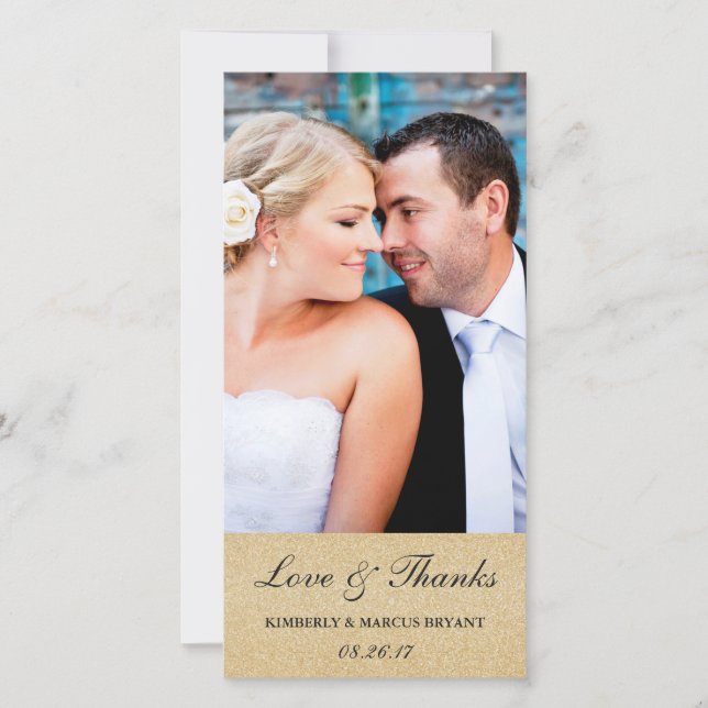 Elegant Wedding Thank You Photo Card / Champagne (Front)