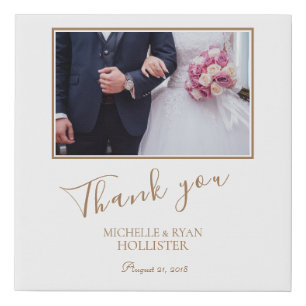 Elegant Wedding Thank you Photo Faux Canvas Print